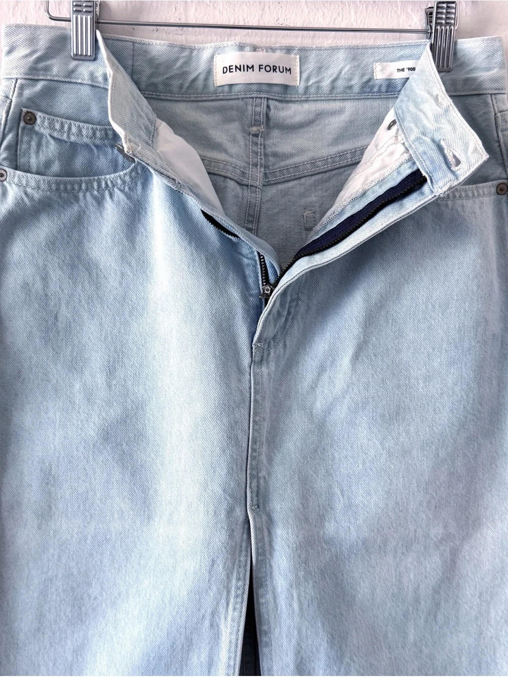 Denim Forum 90s Halle Denim Skirt Midi 28 Blue Jean Midi Center Front Slit